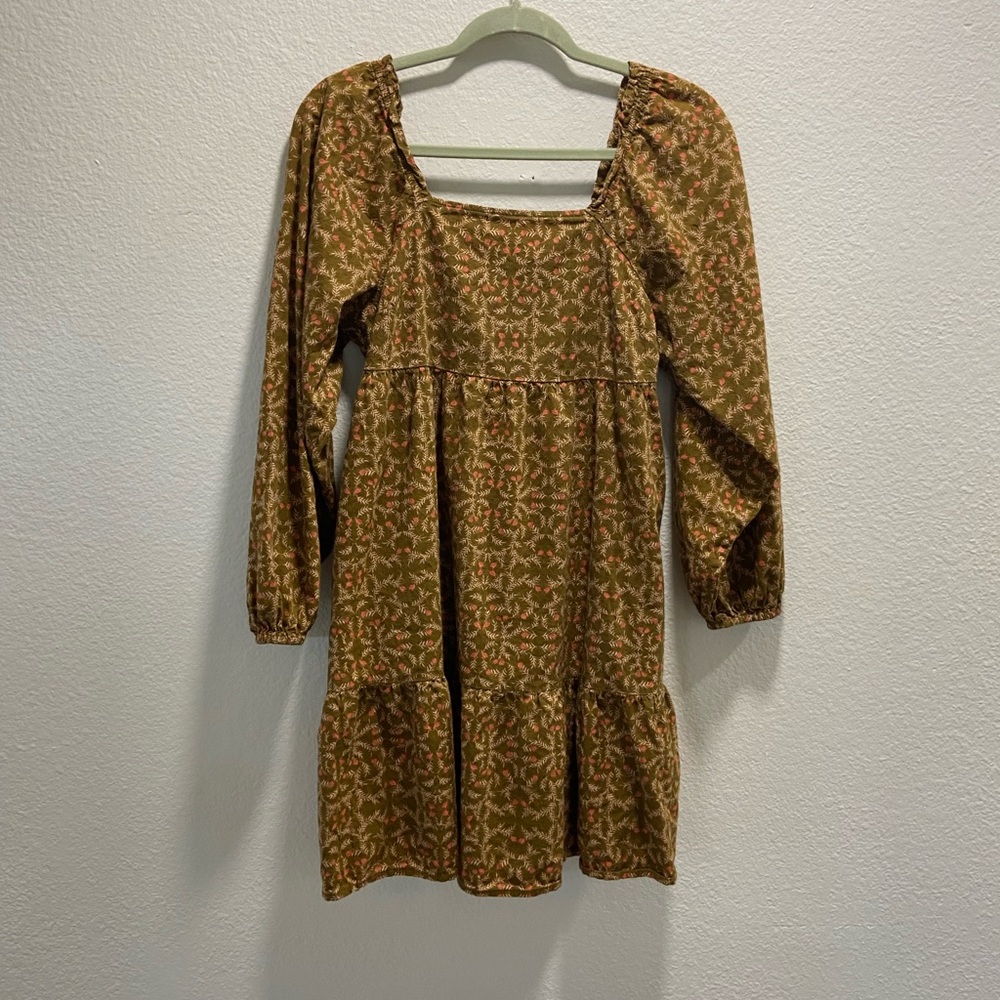 Universal Thread Olive Floral Long Sleeve Dress